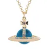 Vivian Saturnus Kettingen Pearl Western Sieraden Empress Dowager Westelijke Grote Stereo Saturn Crystal Ball Necklace Vrouw Vivian Sweater -kettingversie