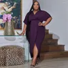 Plus Size Kleider Big Beautiful Women Sommerkleid Casual Female Lose Robe Girl's Wrap Hip Vestidos Lady's Slit