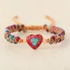 Charm Bracelets Natural Stone Heart Charm Bracelets String Braided Macrame Braclets Jaspers Friendship Wrist Wrap Bracelet Femme Women Jewelry 230410