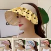 Wide Brim Hats 2023 Women's Summer Hat Empty Top Shell Sun Anti-UV Long Polka Dots Foldable Beach Travel Visor
