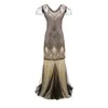 Casual Dresses 1920s Gatsby Party Length Dress Vintage Women Sequins Maxi Vestidos Beaded Flapper 20s Club Floor-Length