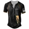 Мужские футболки Vintage American Flag рубашка с коротким рукавом Gothic Henley для мужчин Негабаритный фут