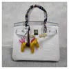 2024 Platinum Bag Macaron Designer Series Women's Handheld Crocodile Cow Leather Women's Fashion One Shoulder Women's