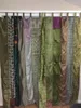 Tenda Sari Patchwork Drape Window Decor Silk Green