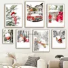 Peintures Paysage Image Toile Peinture Mur Art Hiver Santa Noël Cadeau Pin Rouge Voiture Or Train Affiche et Impression pour La Maison DecorL231111