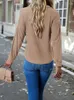 女性のTシャツファッションウーマンブラウス2023スプリングソリッドカラーポロ首長いカジュアルボタンポケットデジタルニットトップ衣類