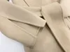 Cappotto di lana di media lunghezza con cintura in lana double face da donna Toteme