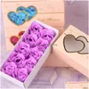 Dekoratif Çiçek Çelenkler 10 PCS/SET ROMANTI GÜL SOAP Çiçek Kafaları Sevgililer Günü için Yapay Banyo Yaprakları Kutusu Deco Dh7Yo