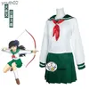 Anime kostymer anime cosplay come inuyasha kagome higurashi kvinnor flickor uniform skjorta kjol kostym halloween carnival cosplay come vuxen zln231111