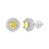 Boucles d'oreilles à tige WINWOS Real Momulberry Jaune Blanc Or Plaqué 925 Diamant En Argent Sterling Convient Pour Homme Et Femme