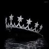 Hårklipp fantastiska stjärnor prinsessan zirkon brudar kronor tiaras huvudstycken kristall brud pannband bröllop tillbehör