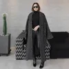 Women's Wool & Blends Winter Women Woolen Coat Fashion Herringbone Pattern Warm Long Coats Vintage Turn-down Collar Loose OvercoatsWomen's