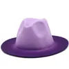 Chapeaux à large bord Chapeaux seau Gradient Color Party Top Hat Femmes Hommes Feutre De Laine Jazz Fedora Chapeaux Tendance Wide Brim Spray Paint Patchwork Cap Sombreros De Mujer 230410