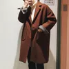 Мужская шерстяная смеси Рулк 2023 Зимний шерстяной пальто свободное и модное в корейском стиле в гонконге, соответствующий средней длине NADI22