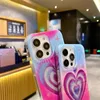 Love Heart Gradient Glitter Powder Phone Case för iPhone 14 Plus 13 11 12 Pro Max Luxury Cover med dubbelsidig täckning och stötsäkra 1st