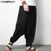 Herrenhosen Streetwear Pluderhosen Herren Hip-Hop Drop Crotch Cotton Joggers Wide Leg Pants Hose Herren Chic Loose Pantnes Hombre W0414