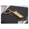 The Gold Brick Shaped Key Chain Pure 9999 Purity Ring Simation Of Creative Small Gift Drop Delivery Dh3Gf