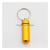 7 couleurs Conteneur en métal Porte-clés Boîte à pilules en aluminium Titulaire Portable Mtifonction Pilules de premiers secours Porte-clés Bouteilles Porte-clés Kit de joint Dro Dhbyg