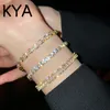 Pulsera de tenis de circonita geométrica chapada en oro de 14 quilates de diseño moderno para mujer, accesorios para niñas, joyería de moda coreana, regalo de fiesta de circonita AAA