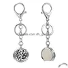 Nyckelringar 5st/Lot Tree of Life Essential Oil Arom Diffuser per locket med hummerlås Keychain Keyring Pads Color Rando Dhgarden Dho2x