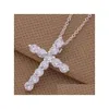 Pendants Sier Color Necklace Jewelry Women Fashion Cross Cz Crystal Zircon Stone Pendant Christmas Gift N296 Drop Delivery H Dh5S0