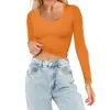 Damen T-Shirts Damen Mode Leicht Yoga Crop Tops Slim Fit Langarm Workout Bluse Gestreiftes Damen Shirt