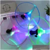 Andere Event Party Supplies Lustiger Spinning Flyer Leuchtendes Fliegen UFO LED-Lichtgriff Flash-Spielzeug für Kinder im Freien Spiel Farbe zufällig Dhx90