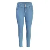 Kvinnors jeans i lager Kvinnor Skinny Fashion Comfort Comance Mid midjebyxor Byxa fickor Klassiska denim Pantalones de Mujer