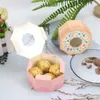 Present Wrap 10st Donut Style Candy Box Polygon Chocolate Biscuit Packaging Fall för bröllop födelsedag baby shower tema party leveranser