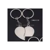 Lovers Keychain Metal Heart-Shaped Couple Keychains Couples Two In One Heart Key Chain Valentines Day Gift Wonderf Blessing Of Love Dr Dhj3B