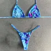 Damen Bademode Print Biquini 2023 Halter Badeanzug Frauen Lace Up Sexy Tanga Badeanzug Dreieck Push Bikini Set Beach Wear 230411