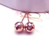 Pendientes De Botón Brillante Moda Simple Para Las Mujeres 585 Chapado En Oro Púrpura 14K Rose Bead Ear Studs Joyería Regalo De Novia