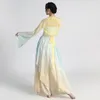 Palco desgaste clássico dança gaze roupas corpo charme elegante mulheres mudança gradual blusa de seda dança na china treinamento