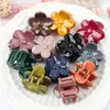 3cm Bright Surface Fashion Women Ribbon Plastic Hair Claws Crab Clamps Charm Solid Color Flower Shape Lady Small Hair Clips Headdress 2060