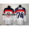 Weng Kids Maillot jeunesse Oshie USA cousu maillot de hockey Sotchi 2014 équipe USA 74 maillot jeunesse TJ Oshie