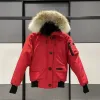 10a högkvalitativ designer kanadensisk herrpilot down jacka real wolf päls huva canvas parkas bokstav lapp varm tjockt utkläder kvinnor vinter gooses kappa