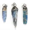 Ожерелья с подвесками, длинные синие подвески с кианитом, модные ювелирные изделия, необработанные драгоценные камни, точка среза для ожерелья, фурнитура