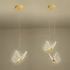 Modern minimalist villa duplex floor acrylic led butterfly bedside pendant lamp art creative staircase corridor chandelier