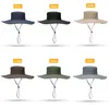 Stingy Brim Sats Fashion Summer Buckte Hat Cowboy Men Men Spendoor Рыбалка пешеходные пляжные шляпы сетчатой ​​анти -ультрафиолетовый солнцезащитный