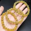 Link Bracelets Natural Yellow Candy Agate Bracelet Crystal Reiki Healing Gemstone Fashion Fengshui Jewelry Festival Gift 1pcs 8mm