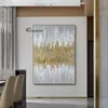 Schilderijen Origineel Handgeschilderd Gouden Zilver Luxe Abstract Olieverfschilderij Noordse Minimalistische Textuur Kunst Muurschildering voor Home Decor 231110