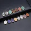 Hänghalsband 2st Natural Semiprecious Stone Random Color Oval Diy Making Earrings smycken Tillbehör gåva