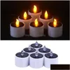 Candles 1 Pcs/Set Plastic Solar Energy Candle Yellow Power Led Candles/Flameless Electronic Tea Lights Lamp For Outdoor Drop Deliver Dhcp6