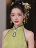 Haarspangen, klassische chinesische frische grüne Haarnadel, Brautblumen-Kopfschmuck, Vintage-Haarschmuck, handgefertigtes Hochzeitsaccessoire