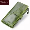 Wallets Contact s Genuine Leather Wallet Fashion Coin Purse For Ladie Long Clutch With Cell Phone Bags Card Holder 230411