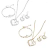 Серьги ожерелья устанавливают корейские ювелирные изделия из двойного сердца для женских женских аксессуаров.