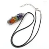 Hänge halsband Tree of Life Wire Wrapped 7 Chakra Crystal Point Necklace Reiki Healing Natural Hexagonal Stone SMYCEM
