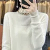 Women's Sweaters Women s Loose Fit Half Turtleneck Cashmere Sweater with MUshroom Edging and Inlay Autumn Winter Collection zln231111