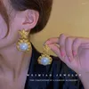 Łańcuchy kwiatowe liść perłowe okrągłe kolczyki pierścieniowe styl francuski elegancki kolczyki na uszach przesadzony lekki luksus dla kobiet