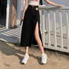 Fashion Denim Skirt Women 2023 Summer New High Waist Side Slit Mid-Calf Skirts Female Solid Color Short Dress Casual A-Line Jeans Bottoms